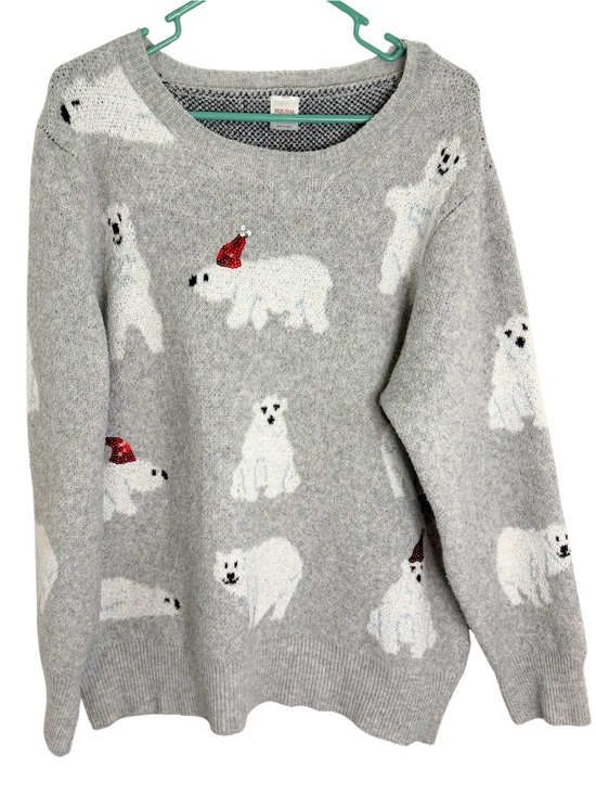 Holiday Time Sweaters - 3/$20 Holiday Time Grey Crewneck Sweater with White Polar Bears Size 1X